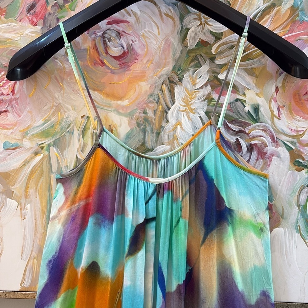 Lavender Brown Maia Dress - Watercolor Print Maxi - Size XS - Picture 12 of 14